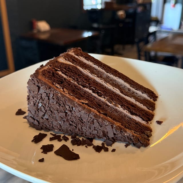 Triple chocolate layer cake.