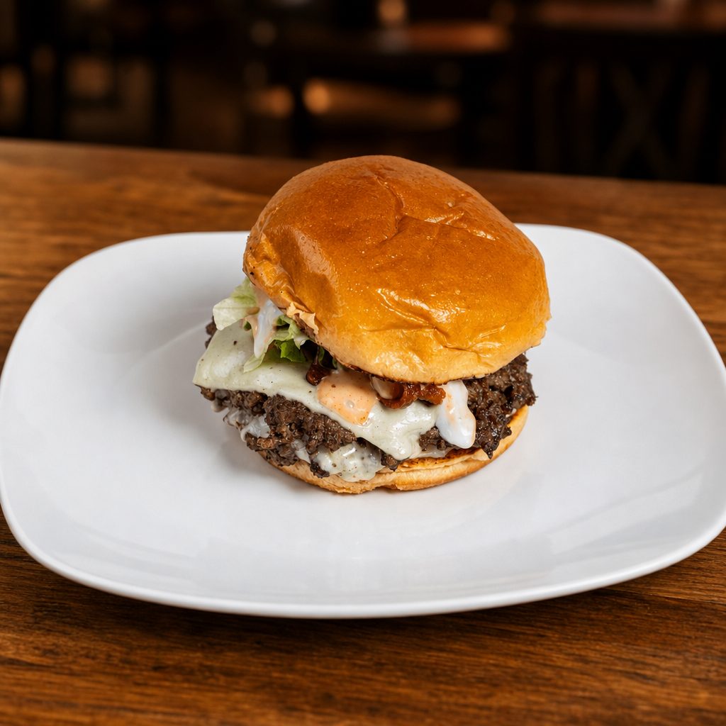 Bacon Blue Cheese Smash Burger.